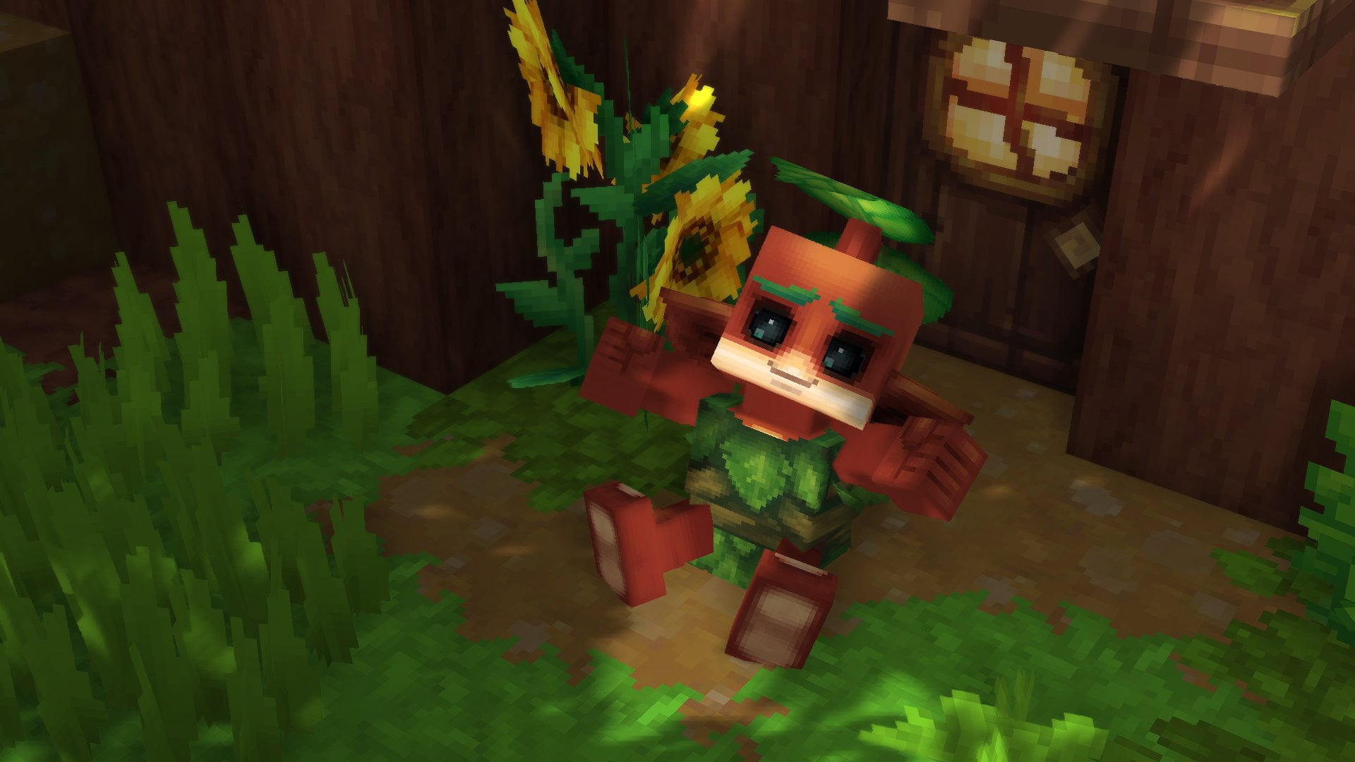 Kweebec fofo perto de girassóis