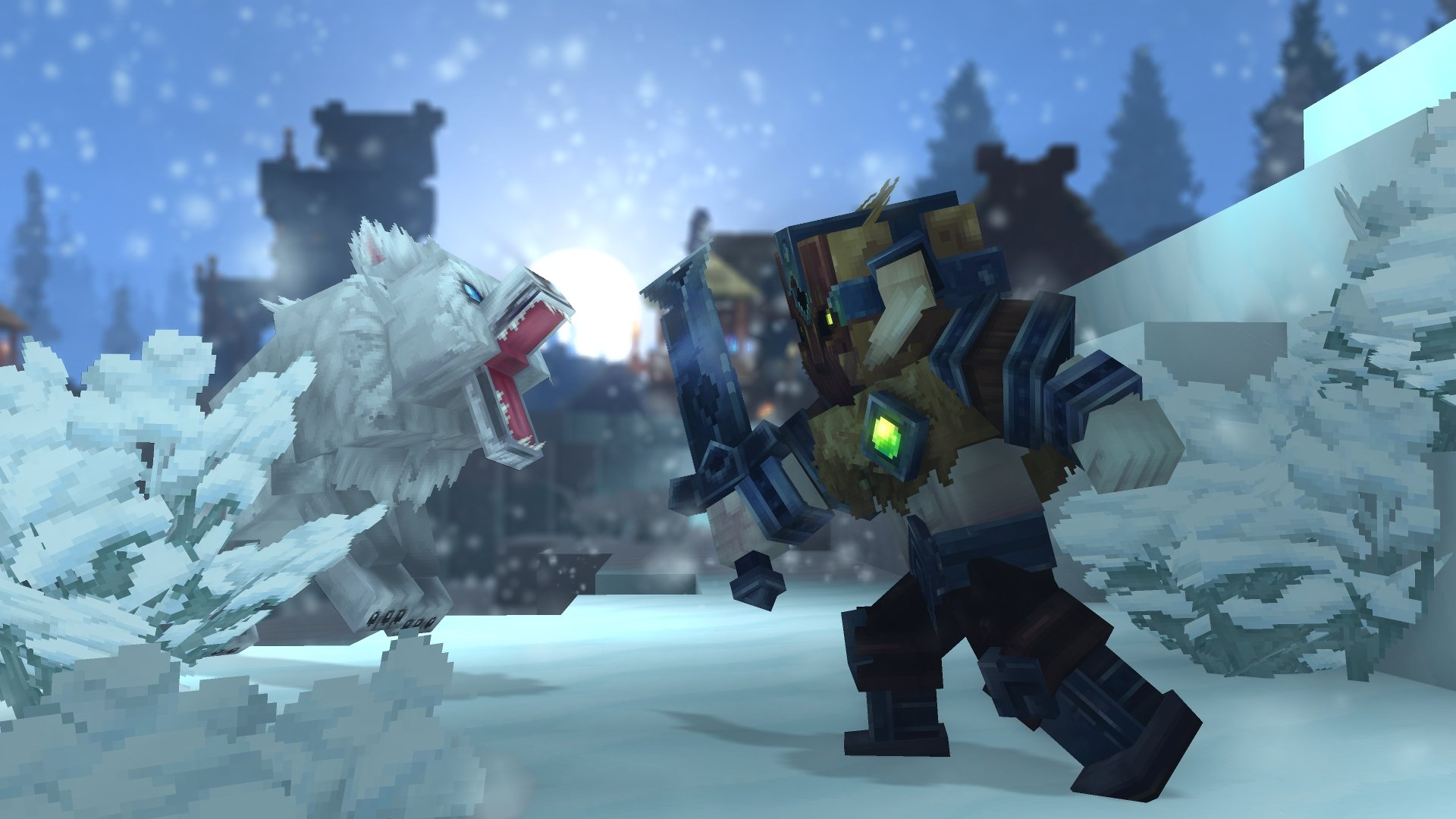 Batalha na neve contra lobo gigante